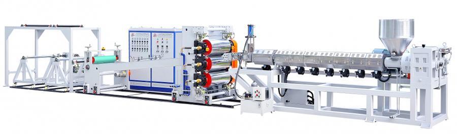 Plastic Sheet, Vertical 3-Rolled Sheet Extrusion Line